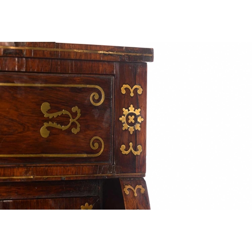 304 - In the manner of John Maclean & Sons, a regency figured rosewood secretaire chiffonier with upstand ... 