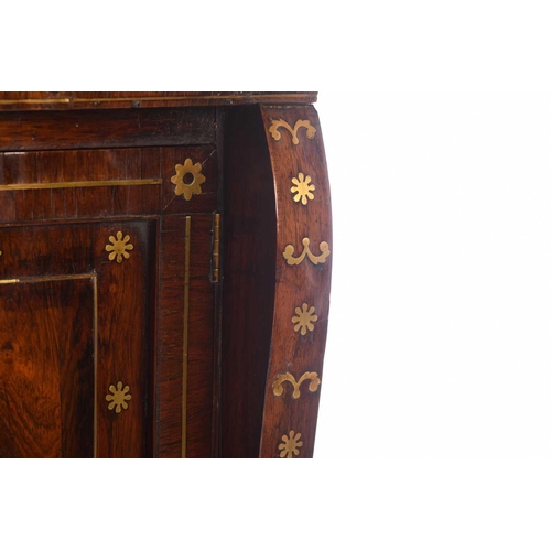 304 - In the manner of John Maclean & Sons, a regency figured rosewood secretaire chiffonier with upstand ... 