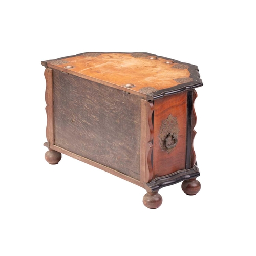 306 - A Dutch colonial Sri Lankan block fronted teak and ebony chest, late 19th/ early 20th century, with ... 