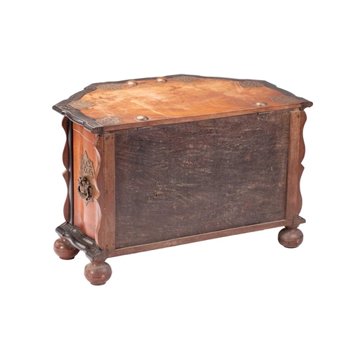 306 - A Dutch colonial Sri Lankan block fronted teak and ebony chest, late 19th/ early 20th century, with ... 