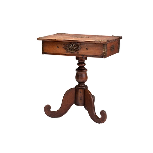 314 - A 19th-century Dutch colonial, Sri Lankan, ebony and teakwood square-topped pedestal table, with app... 