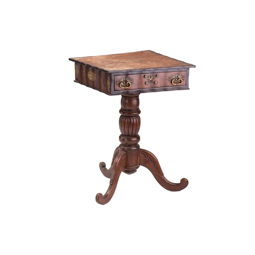 314 - A 19th-century Dutch colonial, Sri Lankan, ebony and teakwood square-topped pedestal table, with app... 