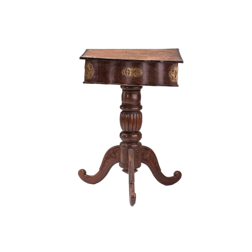 314 - A 19th-century Dutch colonial, Sri Lankan, ebony and teakwood square-topped pedestal table, with app... 