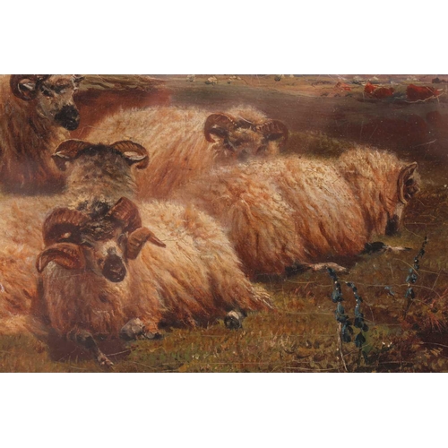 36 - William Watson Jnr. (1831 - 1921), Sheep and Cattle by riverbanks, a pair, signed and dated 1889, fr... 