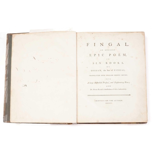 364 - Ossian: Fingal An Ancient Epic Poem in Six Books, 1775, full leather bound; Baron Pufendorf: Of The ... 