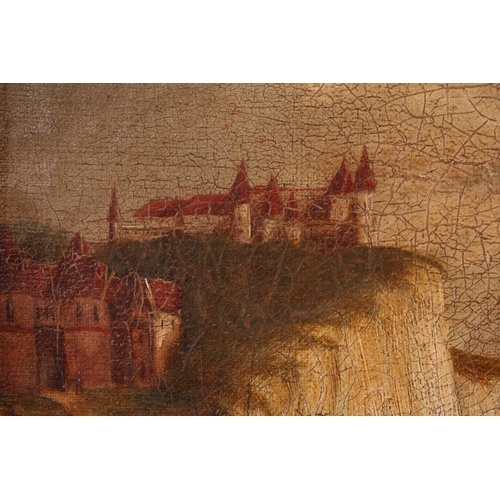 37 - Late 19th century English school, views of Dieppe, with figures on the shore, two oils on canvas, ea... 