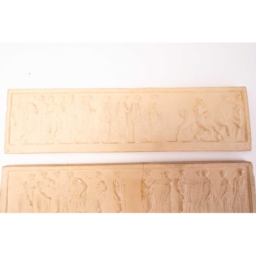 384 - Eight terracotta relief plaques depicting Classical friezes, seven stamped P.Ipson Kjøbenhavn, each ... 