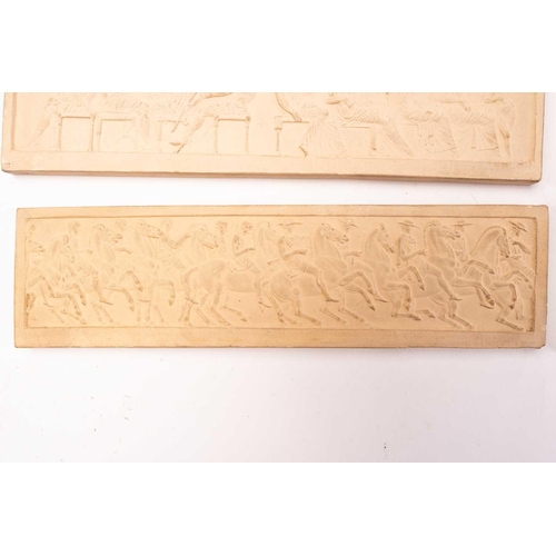 384 - Eight terracotta relief plaques depicting Classical friezes, seven stamped P.Ipson Kjøbenhavn, each ... 