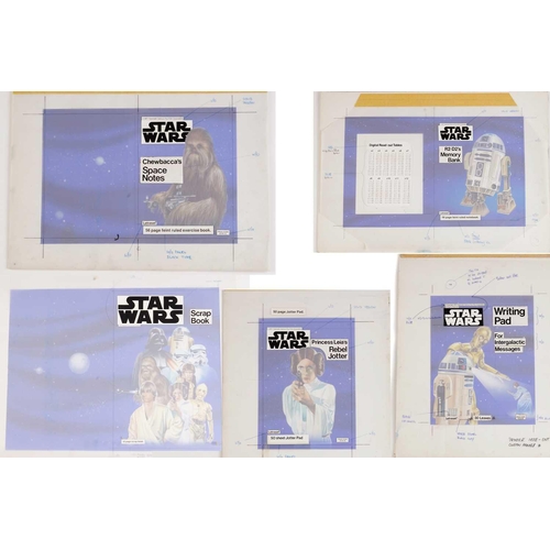 392 - A collection of five items of original 1977 Star Wars artwork, created for Letraset, who 20th Centur... 