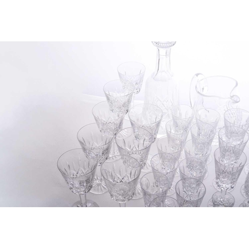 412 - A part suite of Waterford Lismore pattern crystal drinking glasses, comprising eight white wine, fiv... 