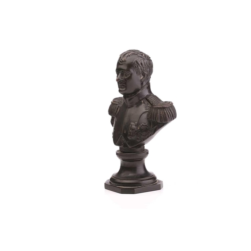 413 - A late 19th-century bronze bust of Napoleon, on a socle base, 18 cm high