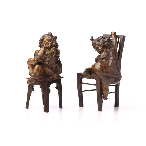 417 - After Juan Clara, a bronze figure of a girl seated on a stool putting on a shoe, signed and numbered... 