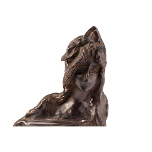 420 - A French Art Nouvueau bronze bust, inscribed 'Bohemienne', unsigned, 26 cm high