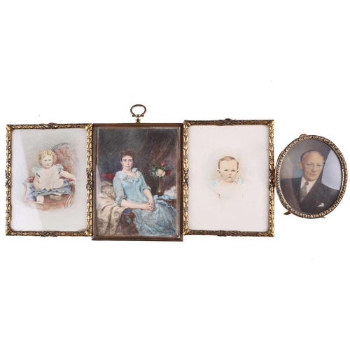 424 - An Edwardian rectangular portrait miniature on ivory panel of Mrs A.A.E.L. Barker (Nee Joyce) taken ... 