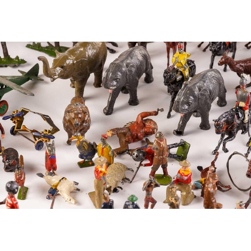 433 - A large collection of early 20th century of painted lead soldiers and animals, together with assorte... 