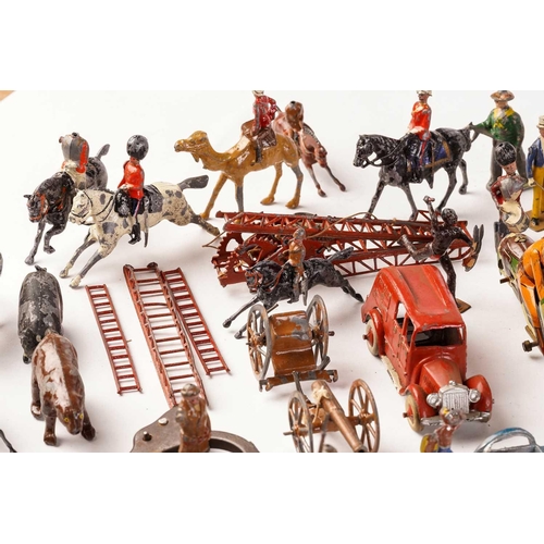 433 - A large collection of early 20th century of painted lead soldiers and animals, together with assorte... 