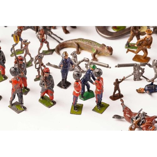 433 - A large collection of early 20th century of painted lead soldiers and animals, together with assorte... 