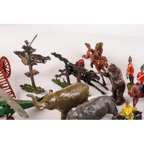 433 - A large collection of early 20th century of painted lead soldiers and animals, together with assorte... 