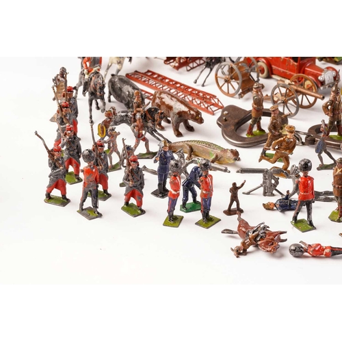 433 - A large collection of early 20th century of painted lead soldiers and animals, together with assorte... 