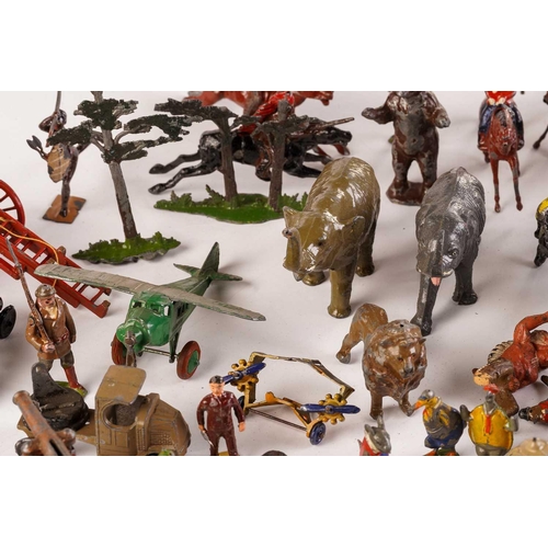 433 - A large collection of early 20th century of painted lead soldiers and animals, together with assorte... 