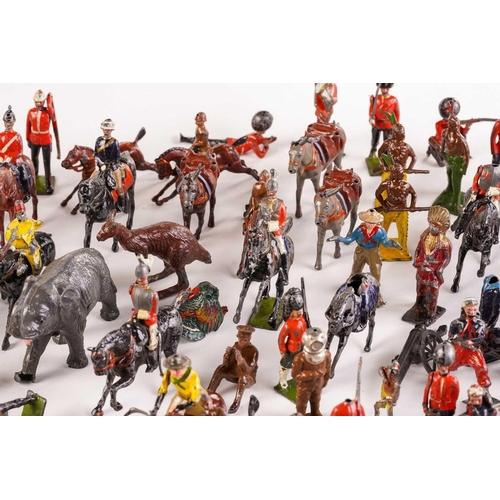 433 - A large collection of early 20th century of painted lead soldiers and animals, together with assorte... 