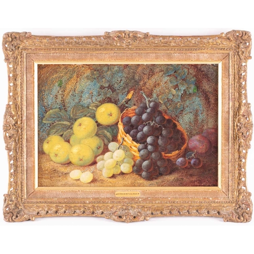 46 - Vincent Clare (1855-1930), still life of fruit, oil on canvas, signed to lower right corner, 21.3 cm... 