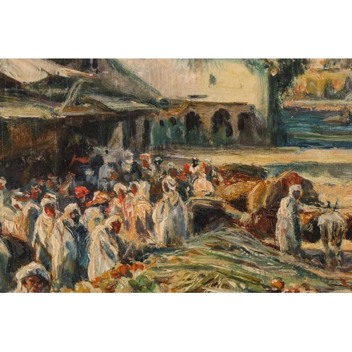 49 - Robert William Arthur Rouse (1867-1951) British, 'Arab Market, Tangiers', oil on canvas, signed and ... 