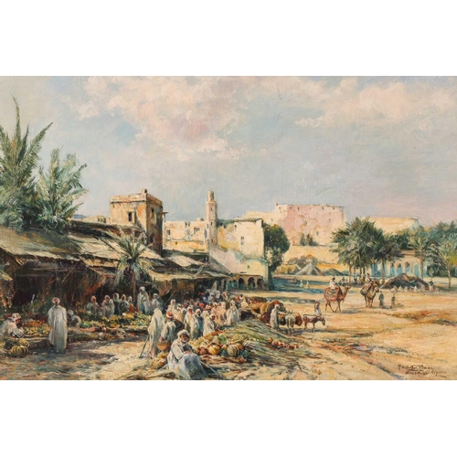 49 - Robert William Arthur Rouse (1867-1951) British, 'Arab Market, Tangiers', oil on canvas, signed and ... 