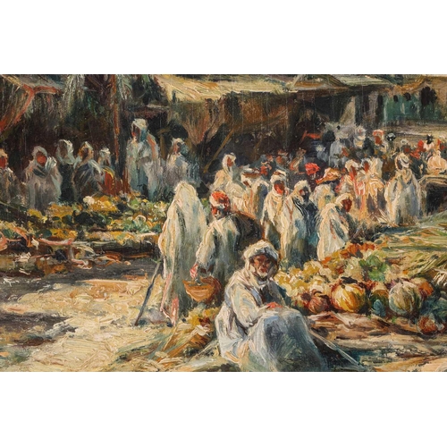 49 - Robert William Arthur Rouse (1867-1951) British, 'Arab Market, Tangiers', oil on canvas, signed and ... 