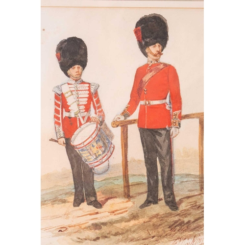 53 - Richard Simkin (1840-1926), Coldstream Guards, Officer and Drummer, 1878, signed and dated, watercol... 