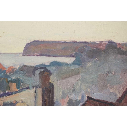 59 - † John Prentice (contemporary), 'Coastal townscape, Sussex, oil on board, signed to lower left corne... 