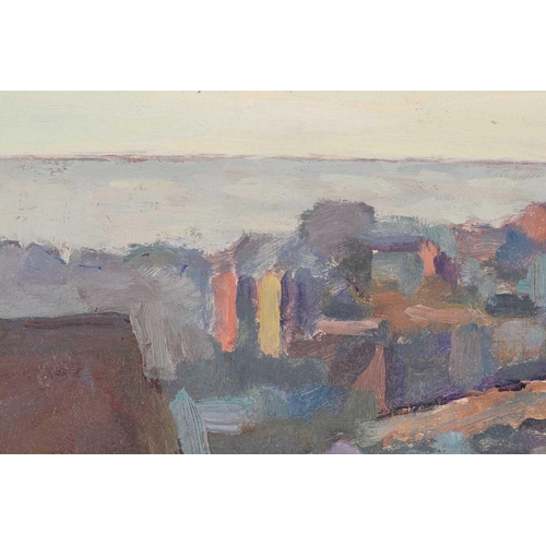 59 - † John Prentice (contemporary), 'Coastal townscape, Sussex, oil on board, signed to lower left corne... 