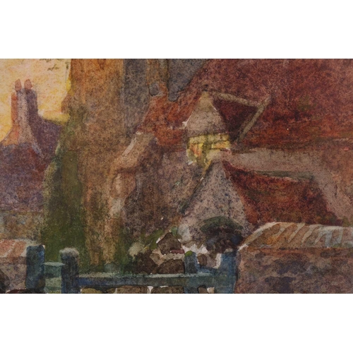 71 - William Teulon Blandford Fletcher (1858 - 1936), Figures by a church gate, signed Blandford Fletcher... 