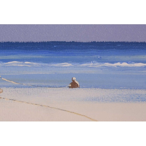 72 - † John Horsewell (b.1952), beachscape, oil canvas, signed to lower right corner, 100.5 cm x 75 cm in... 