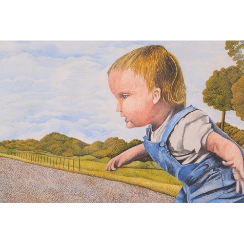 73 - † James Lloyd (1905-1974), 'Boy with Boxer', watercolour, signed and dated '65, 35.5 cm x 48.5 cm fr... 