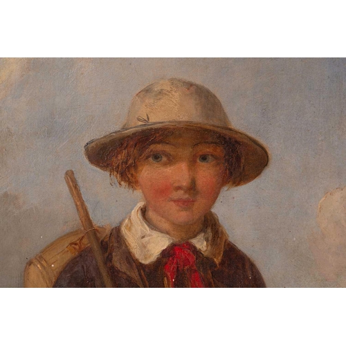 80 - 19th century school, a three quarter length portrait of a boy carrying a barrel and a vessel, in a L... 