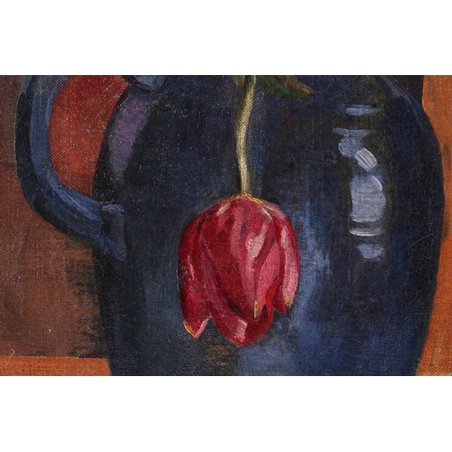 9 - Manner of Duncan Grant, (1885-1978), a still life with tulips, unsigned oil on canvas, 45.5 cm x 35.... 