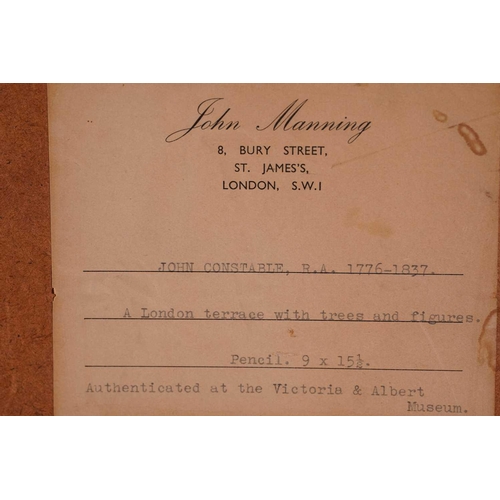 94 - Attributed to John Constable RA (1776-1837) British, ‘A London Terrace with Trees and Figures,’ penc... 