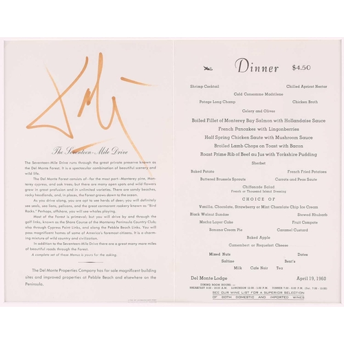 96 - A Salvador Dali signed menu and photo, mounted with two additional images of Salvador Dali (one indi... 