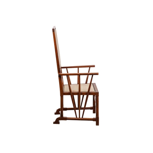 17 - An Arts & Crafts style mahogany open high backed armchair, early 20th century, of pseudo-Japanoise s... 