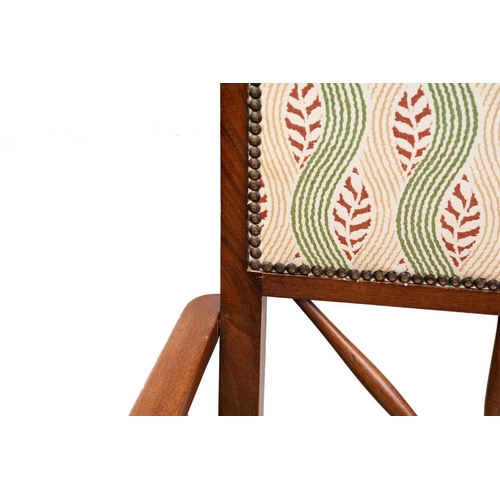17 - An Arts & Crafts style mahogany open high backed armchair, early 20th century, of pseudo-Japanoise s... 