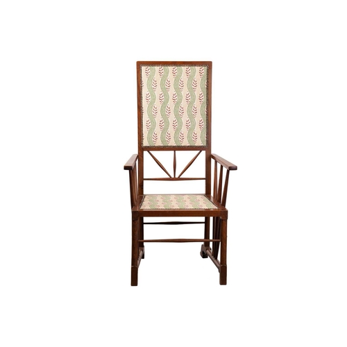 17 - An Arts & Crafts style mahogany open high backed armchair, early 20th century, of pseudo-Japanoise s... 