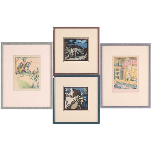 37 - † Harold Jones (1904-1922), two colour lithographs, each 23 cm x 16cm, together with Walford Graham ... 