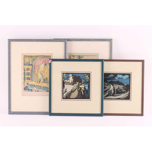 37 - † Harold Jones (1904-1922), two colour lithographs, each 23 cm x 16cm, together with Walford Graham ... 