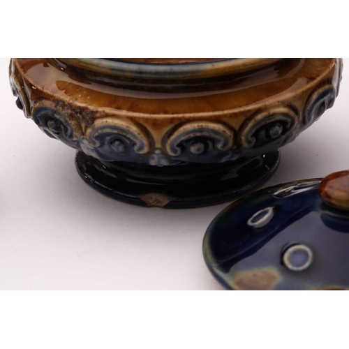 85 - A mixed lot of ceramic miniatures, including a pair of Doulton faience bulbous vases, 9cm high; pair... 