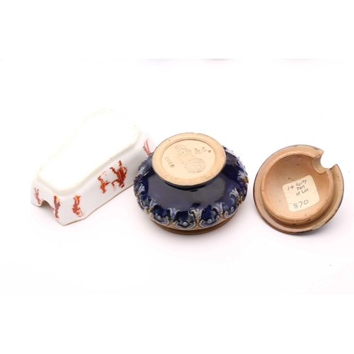 85 - A mixed lot of ceramic miniatures, including a pair of Doulton faience bulbous vases, 9cm high; pair... 
