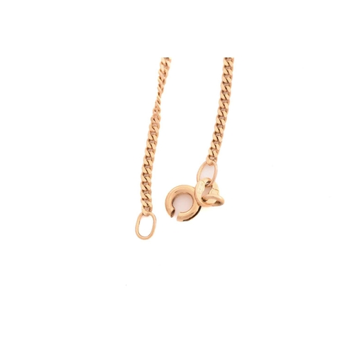 136 - A small collection of 9ct gold items; including a cross pendant on a fine curb chain with a spring-r... 