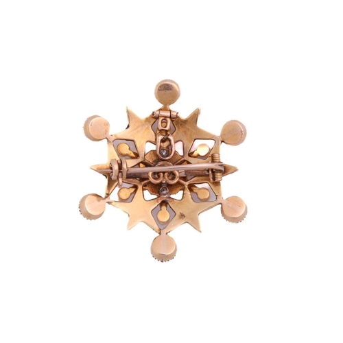 195 - A star cluster convertible brooch set with pearls, scintillating with an old-cut diamond at the cent... 