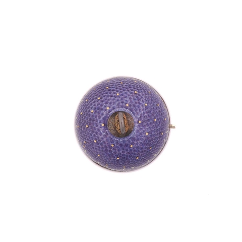 230 - A Watch Ball Pendant, with purple guilloche enamel and a built-in winding mechanism with mechanical ... 