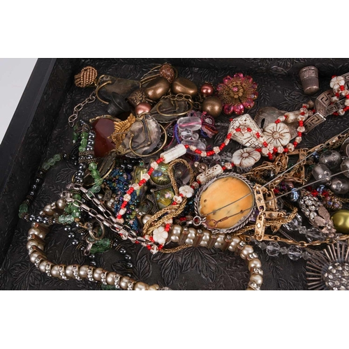 264 - A quantity of late 19th century and later costume jewellery together with three watches and a World ... 